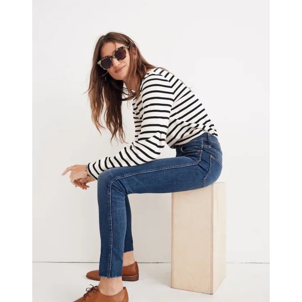 Madewell 9 Mid-Rise Skinny Jeans Blue Raw Hem Denim Size 27 - Picture 2 of 12